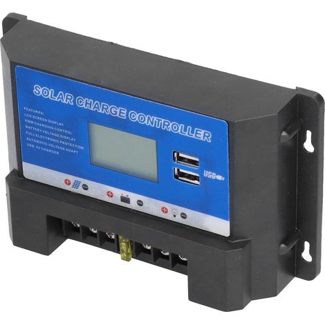 Contrôleur de charge solaire, écran LCD, double interface USB, panneau solaire durable, régulateur photovoltaïque 20 A (1/5)