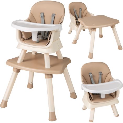 COSTWAY 6-in-1 Baby High Chair Convertible Infant Feeding Chair-khaki (1/5)