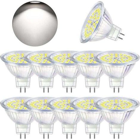Lampadina LED GU5.3, bianco freddo 6000K, MR16 LED 12V 5W equivalente a 50W alogena, lampadine LED spot non dimmerabili, confezione da 10 (1/4)
