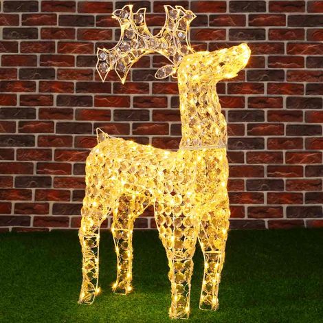 Renna Natalizia Luminosa 3D in Cristalli Acrilici 200 LED Bianco Caldo H. 90 cm (1/5)