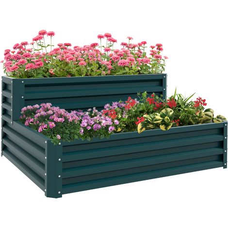 Offenes, zweistufiges Hochbeet für Kräuter, Gemüse, Obst und Blumen, 120 x 101 x 58 cm, grün