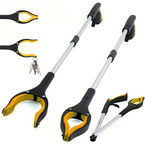 Pince à déchets KY-Tech 81 cm pour adultes, pliable et aimantée, idéale pour les personnes handicapées (jaune). (1/5)