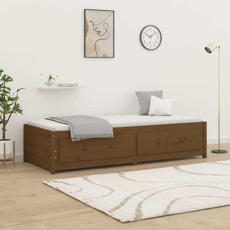 Sofá cama sin colchón madera maciza pino marrón miel 80x200 cm (1/5)