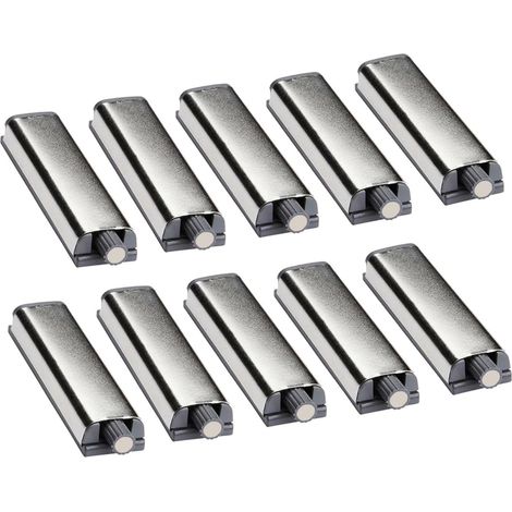 Lot de 10 loquets « push-to-open » (ouverture par pression) pour portes de placards, armoires ou trappes mécanisme à ressort, fixation par vis (1/5)