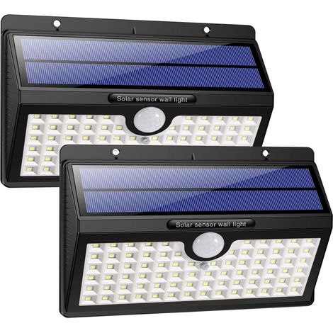 Lampe Solaire Extérieur [Version à économie D'énergie] 2 Pack 78 led 180° Détecteur de Mouvement éclairage étanche Sans Fil Spot Lumière Puissant Sécurité pour Jardin