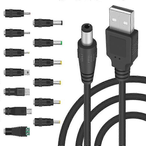 Câble d'alimentation 5 V CC 5,5 x 2,1 mm, câble de charge USB vers prise CC compatible avec les appareils électroniques (1/5)
