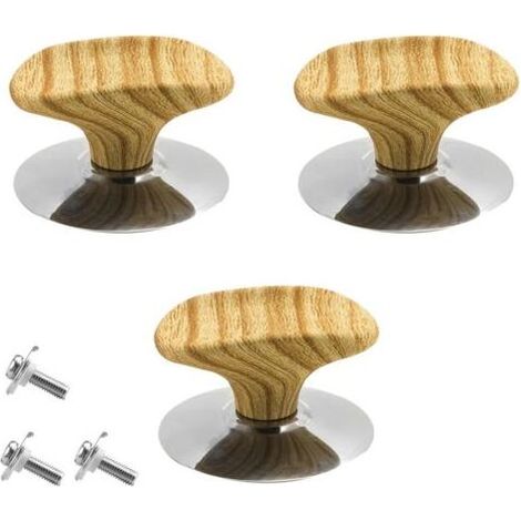 3-teiliges Deckelknöpfe-Set in Holzoptik, hitzebeständige Topfdeckelknöpfe, Griffe für Pfannen, Bratpfannen, Töpfe, Öltöpfe und Suppentöpfe (1/5)