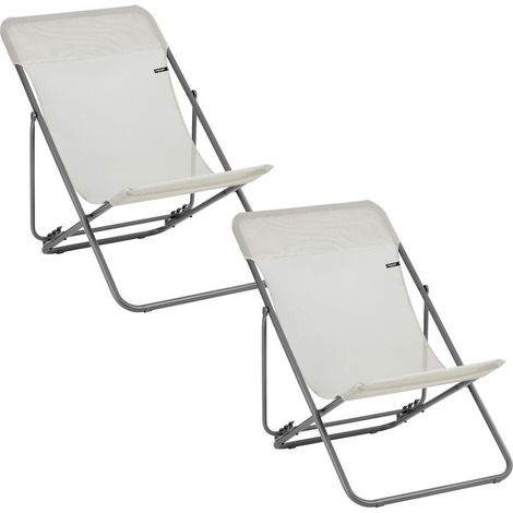 Set aus 2 klappbaren Liegestühlen - Maxi Transat - Batyline® Iso - Beige Seigle -