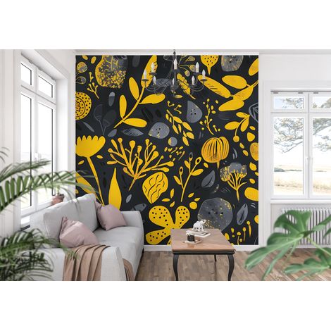 Papier peint jaune et noir - 150 x 250 cm (1/2)