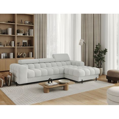 Ecksofa mit Schlaffunktion Sofa FERROL Stoff Coral Hellbeige Ottomane Rechts (1/5)