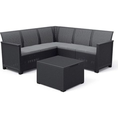 SET DIVANO ANGOLARE EMMA 172X172XH74CM GRAFITE (1/10)