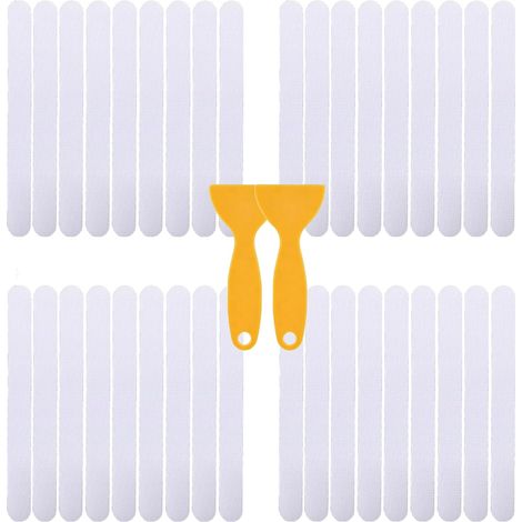Lot de 36 bandes adhésives transparentes antidérapantes pour salle de bain avec 2 racloirs, 20 mm x 200 mm pour sol de douche et baignoire, ruban adhésif de sécurité pour améliorer la sécurité de la (1/5)