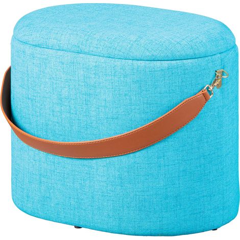 DEENA - Pouf avec Coffre et Lanière Bleu Océan (1/5)