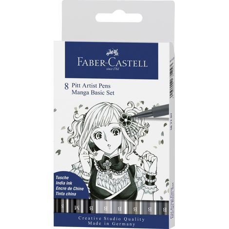 Faber-Castell - India ink Pitt Artist Pen B Manga (8 pcs) (167107)