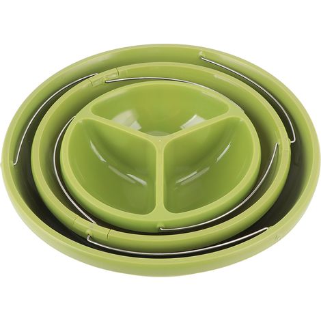 Nouveau plateau à fruits pliable et rotatif à trois niveaux, pouvant également servir de présentoir à gâteaux, de plateau de rangement ou de présentoir à desserts. Vert. (1/5)