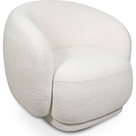 Gepolsterter Sessel aus Bouclé-Stoff - Gebogenes Design - Drisela Weiß