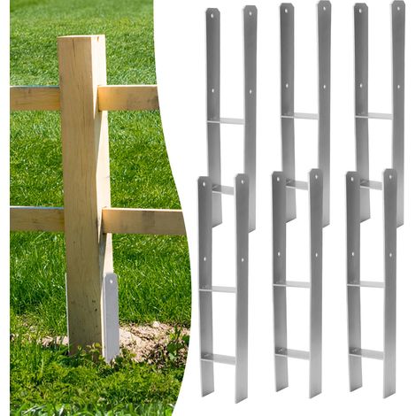 Lot de 12 ancrages de poteau en H - Ancrage au sol pour poteau - Pour clôture et serre - Poteaux carrés en bois (111 x 600 mm) (1/5)