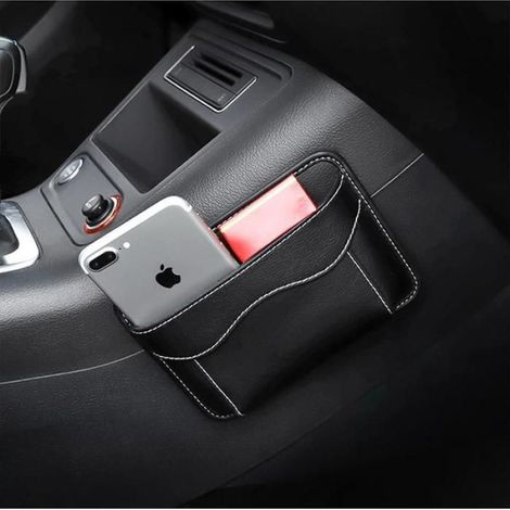 Sac De Rangement Pour Voiture - Cuir Pu - 16,8 X 11,9 Cm - Pour Portière Siège Auto Console Centrale - 1 Pièce (1/5)