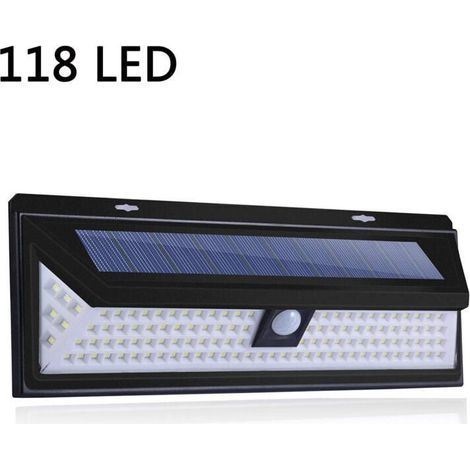 118 Led Lampe Solaire 1000 Lumens Applique Mural Pir Mouvement Capteur Ip65 Etanche Jardin Exterieur (1/3)