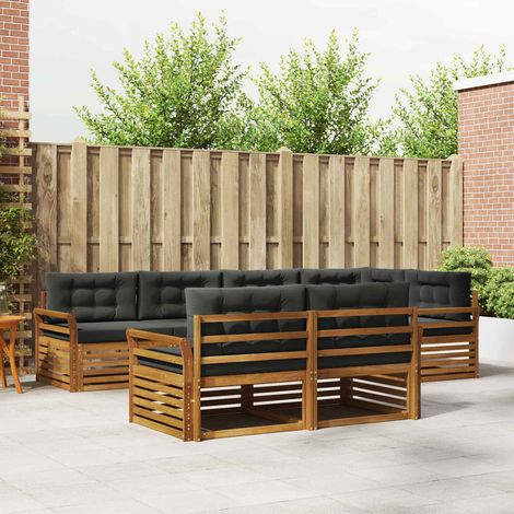 vidaXL Outdoor-Sofagarnitur mit Kissen 7 pcs Natur und Anthrazit (1/5)