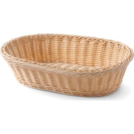 Corbeille à pain, ovale, panier, corbeille pour la présentation et le rangement du pain, porte pain, 380x270x(H) 90mm, polypropylène, acier inox (1/3)