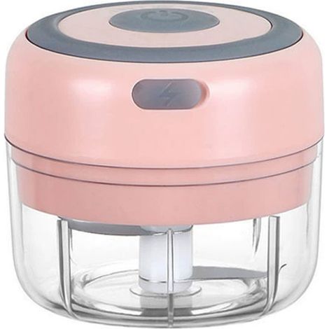 Hachoir à ail électrique, mini robot culinaire portable rechargeable USB avec moteur puissant, lame en acier inoxydable, utilisation simplifiée (rose) (1/5)