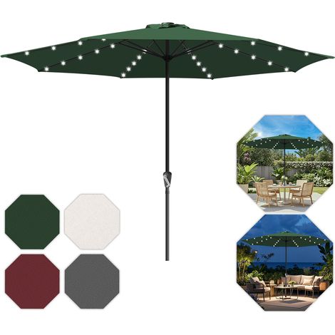 Jiubiaz Gartensonnenschirm 3,5 m mit LED-Licht – Sonnenschutz für Außenbereich, grün