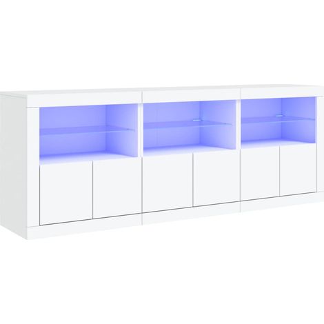 Credenza cassettiera cassettiera mobile contenitore organizer cucina soggiorno soggiorno con luci a LED 181,5 x 37 x 67 cm bianco 020029840