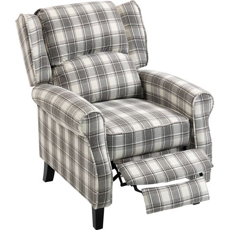 HOMCOM Recliner Chair for Living Room Wingback Chair with Padded Armrest Grey and White