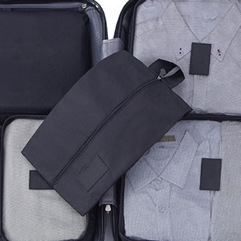 Lot de 7 cubes de rangement imperméables et résistants à la saleté en tissu Oxford, organisateurs de bagages pour le voyage, noirs (1/5)