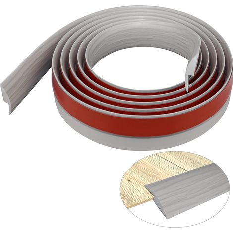 Barre de seuil adhesif seuil de porte en vinyle profil de transition pour sol et moquette bande de transition pour moquette compensation de hauteur inférieure à 5mm (6m, grain de bois gris) (1/5)