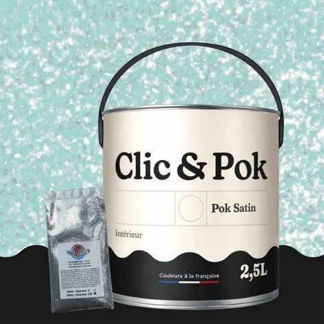 Peinture Effet Pailleté pour Murs & Plafonds - POK PAILLETTE - 2,5L - Mojito Turquoise (1/4)