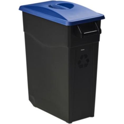 Poubelle de tri mobile Movatri - 65l - noir / bleu (1/3)