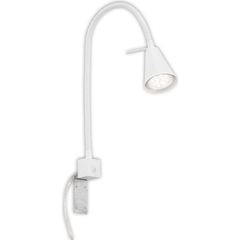 LED Leselampe mit Schalter, schwenkbar, eckig, GU10, 400lm, warmweißes Licht, Wandleuchte, Wandlampe, Bettlampe, Lampe Bett, Leselicht, 40,3 cm, Weiß
