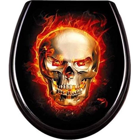 Abattant WC - UISEBRT - Flammes de Crâne - Duroplast - Abaissement Automatique - Universel