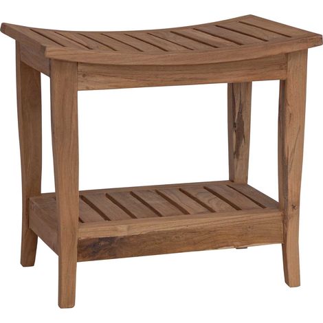 Bad Beistelltisch Natur 50 x 35 x 45 cm Massivholz Teak vidaXL