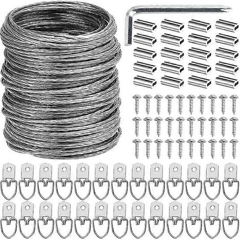 Kit de 100 fils de suspension pour tableaux, 30 mètres de fil robuste pour cadres photo et miroirs. (1/5)