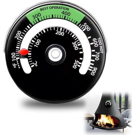 Magnetisches Thermometer für Holzöfen, 1 Stück, Temperaturanzeige für Holzöfen und Schornsteinrohre, Ofenanzeige (1/5)