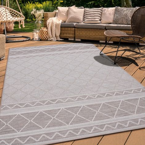 Paco Home Tappeto Per Esterno Da Balcone Terrazza Tappeto Cucina Moderno Boho Etnico Beige 4, 80 cm tondo