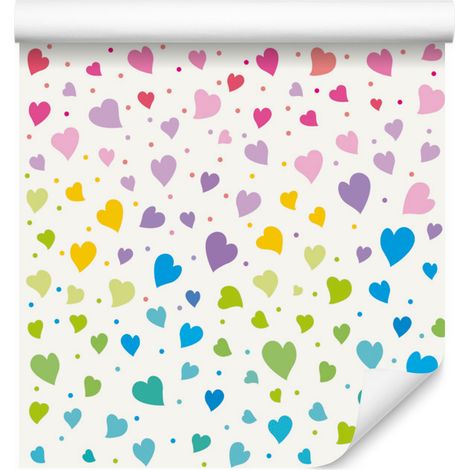 Papier peint à petits cœurs colorés pour salon et chambre 50x1000 cm (1/5)