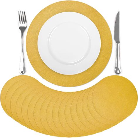 Lot de 50 Sets de Table Jetables Or Brillant Ronde, 33cm Dessous de Table en Papier, Dessous Assiette Pailletés pour Mariages Anniversaires Vacances Cuisine Maison, Décoration de Table (1/5)
