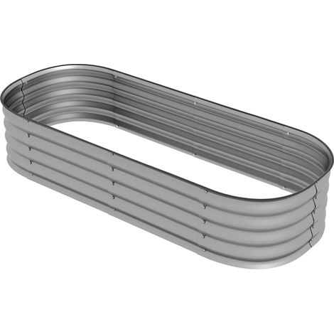 Potager surélevé modulaire, bords protégés, sans fond, 150 x 62 x 30 cm, argent (1/5)