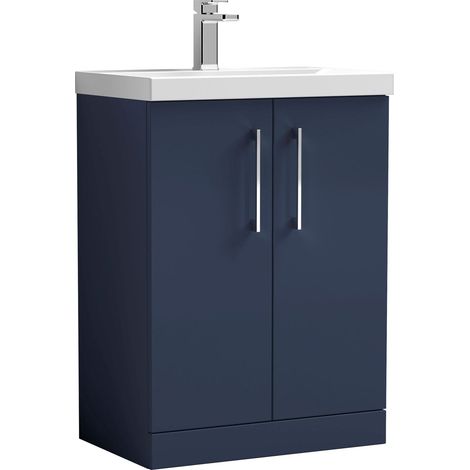 Balterley  Floor Standing 2 Soft Close Door & Bathroom Vanity Unit Basin, Midnight Blue, 600mm