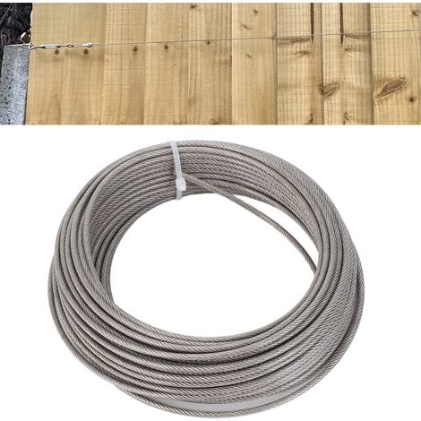 66 Fuß (20 m) PVC-beschichtetes Stahlseil-Set, 3 mm Durchmesser, für Gartenzäune, Gardinenseile, Schraubbefestigungen und Verriegelungsclips. (1/5)