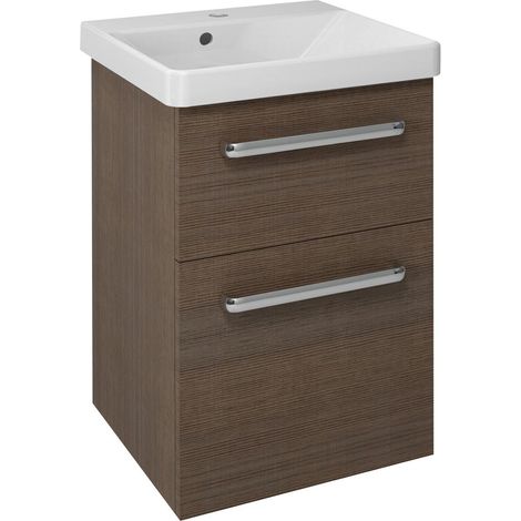 Meuble sous-vasque 2 tiroirs THEIA 46,4x70x44,2cm, pin rustique (1/4)