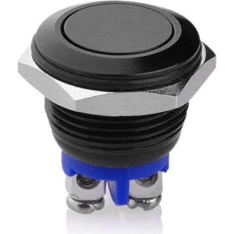 Interrupteur à bouton-poussoir momentané 16 mm SPST pour automobile et usage industriel - Boîtier noir (1/5)