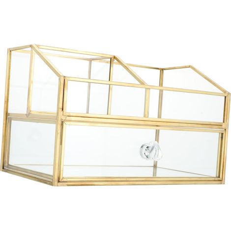 Boîte De Rangement Innovante En Verre Pour Boucles Doreilles Organiseur De Maquillage Boîte De Rangement De Bureau Organisateur De Cosmétiques (1/5)