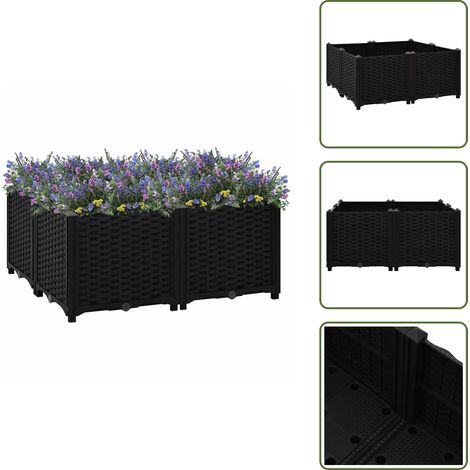 Lit surélevé 80x80x38 cm Polypropylène - Jardin - Pots De Fleurs - Jardinière - Bac De Culture - Plante (1/5)