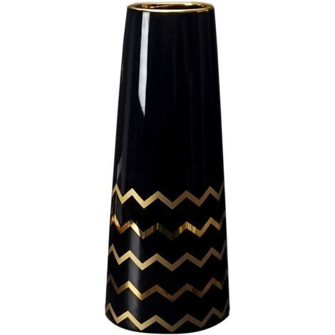 25cm Vase de Fleur Noir Or Céramique vases decoratifs Design Haut pour Maison, fête, Centre de Table de Mariage (1/5)