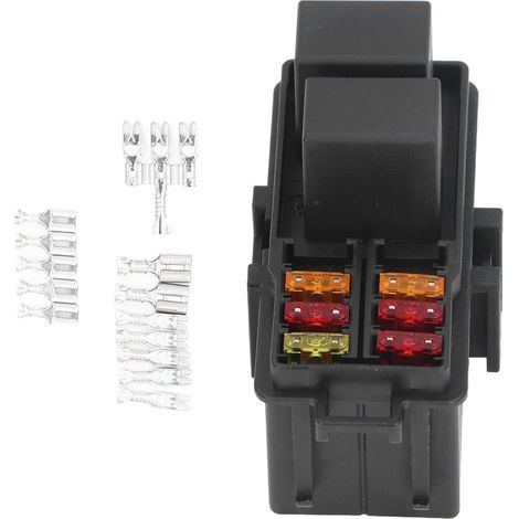 Sicherungs- und Relaiskasten mit 2 x 12-V-Gleichstrom-Relais (30 A, 5-polig) und 6 x 5-A-, 10-A- und 20-A-Sicherungen für Auto und Boot (1/5)
